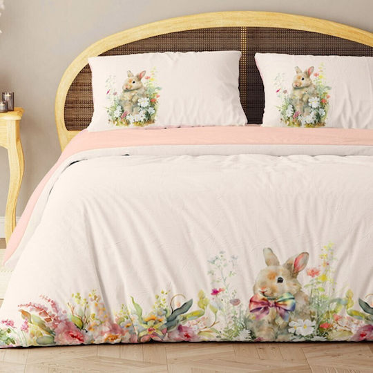 Lenjerii Deosebite Set Huse Pentru Pilote 100% Bumbac 200x220cm Dublă Cu 2 Fețe De Pernă Și 1 Cearceaf Roz