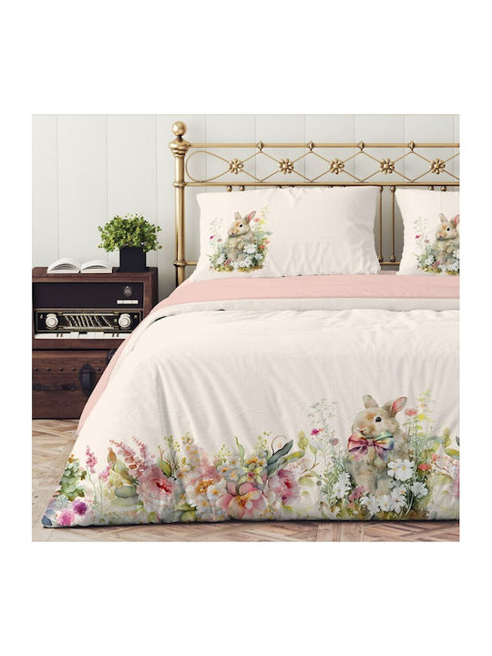 Lenjerii Deosebite Set Huse Pentru Pilote 100% Bumbac 200x220cm Dublă Cu 2 Fețe De Pernă Și 1 Cearceaf Roz