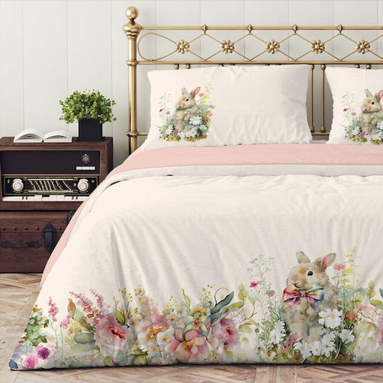 Lenjerii Deosebite Set Huse Pentru Pilote 100% Bumbac 200x220cm Dublă Cu 2 Fețe De Pernă Și 1 Cearceaf Roz