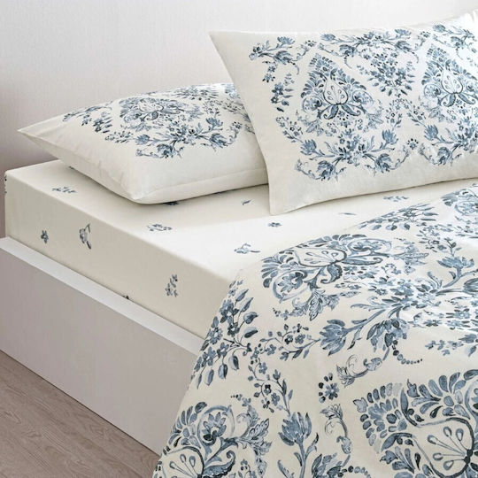 Tac Σετ Παπλωματοθήκη 200x220cm Διπλή με 2 Μαξιλαροθήκες & 1 Σεντόνι Blue