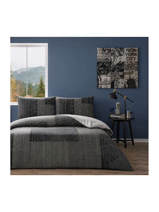 Tac Set Huse Pentru Pilote 100% Bumbac 200x220cm Dublă Cu 2 Fețe De Pernă Și 1 Cearceaf Neagră