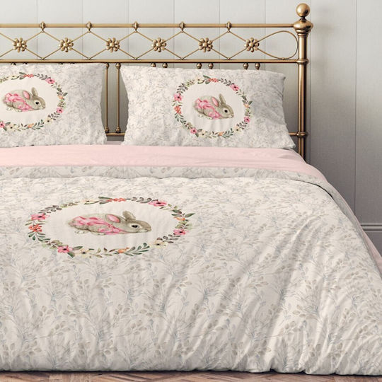 Cotton Club Set Huse Pentru Pilote 100% Bumbac 200x220cm Dublu Cu 2 Fețe De Pernă & 1 Cearșaf Ecru