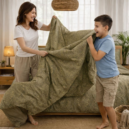 Σετ Παπλωματοθήκη Βαμβακερή 150x220cm Μονή με Μαξιλαροθήκη & 1 Σεντόνι Μπεζ