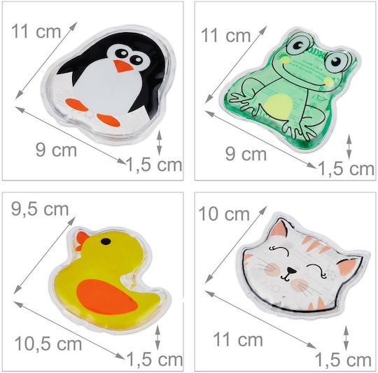 Relaxdays Set 4 Cooling Compresses Children Yellow Green Transparent 10x1.5x11 Cm