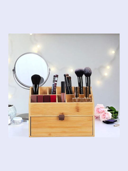 Relaxdays Cosmetics Organizer with Dividers Brown