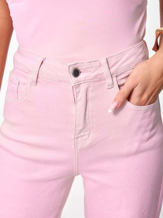 Women's Jean Pants in Wide Leg Style Pink