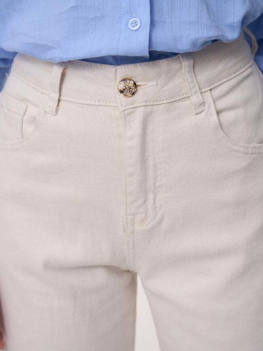 Women's Jean Pants in Balloon Leg Style Beige