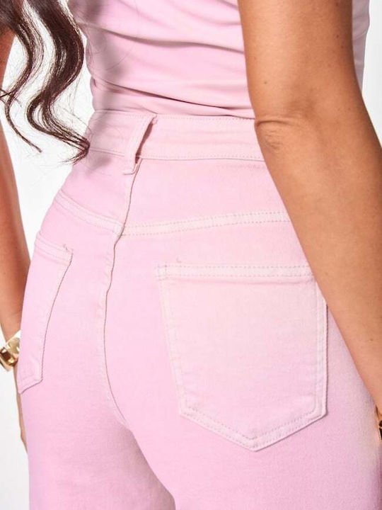 Women's Jean Pants in Wide Leg Style Pink