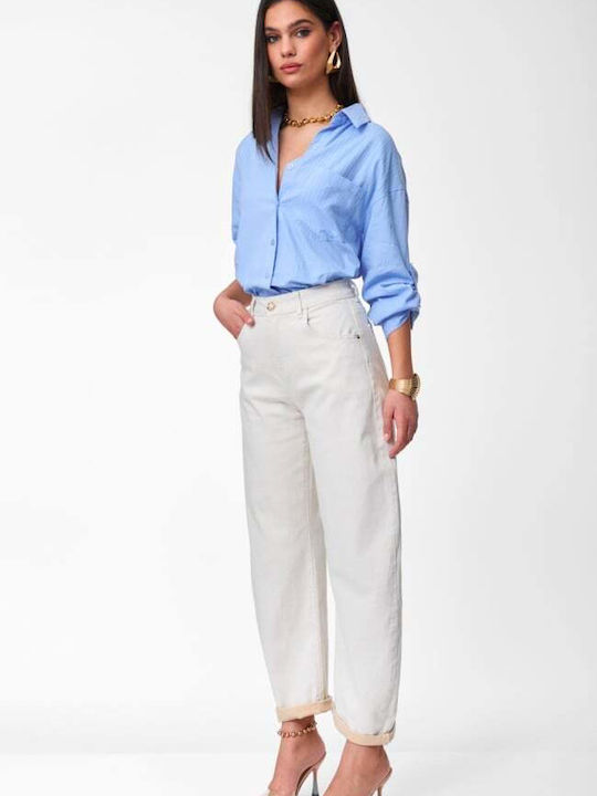 Women's Jean Pants in Balloon Leg Style Beige