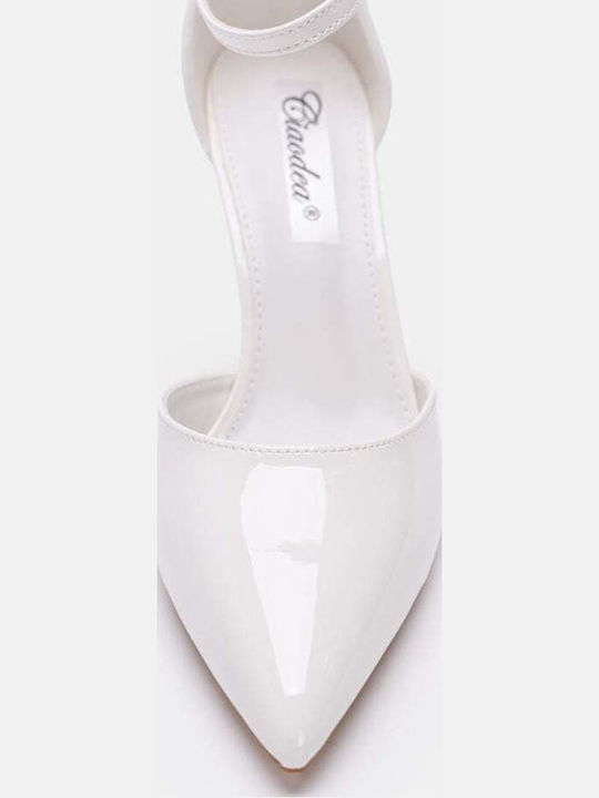 Patent Leather Heels with Strap White