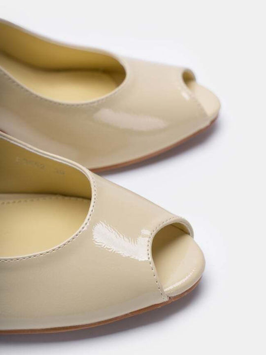 Peep Toe Γόβες από Λουστρίνι Κίτρινες