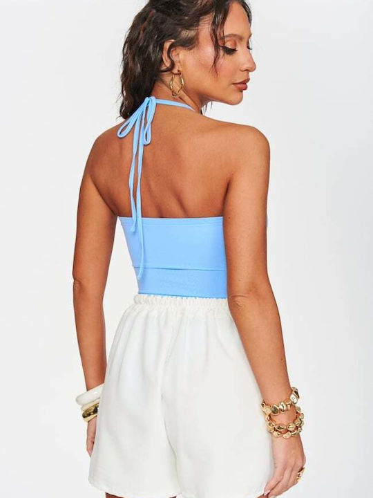 Decoro Damen-Bodysuit Cut Out mit Verstärkung & Schmuck Hellblau
