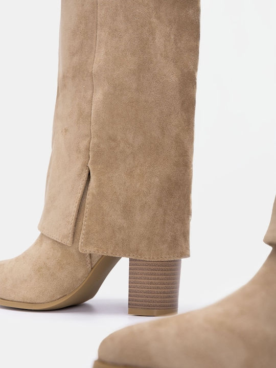 Suede Women's Boots Beige