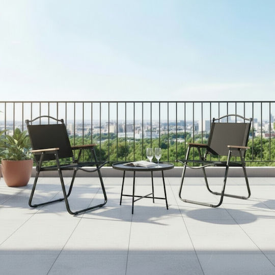 Outdoor Chair Metallic Black 75.5x58.5x53.5 cm