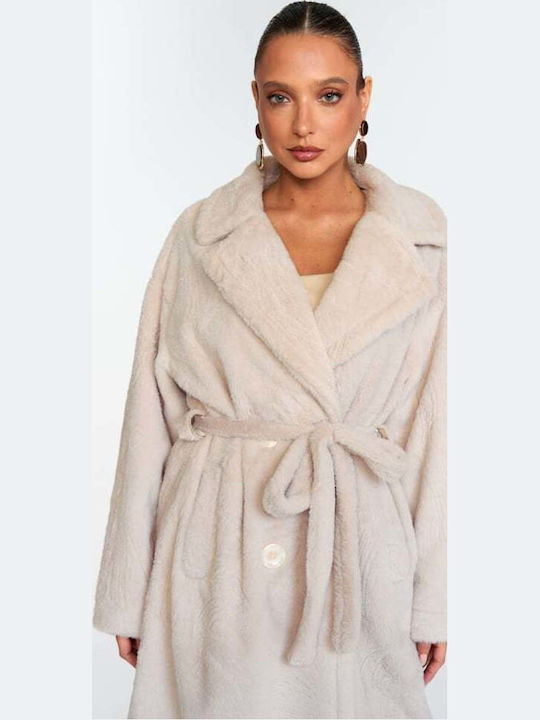 Long Women's Fur Beige