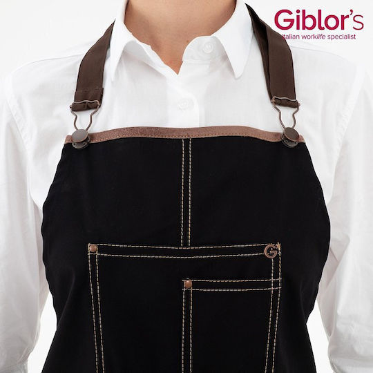 Giblor's Ποδιά Σεφ / Σερβιτόρου / Barista / Bartender Ολόσωμη Μαύρη