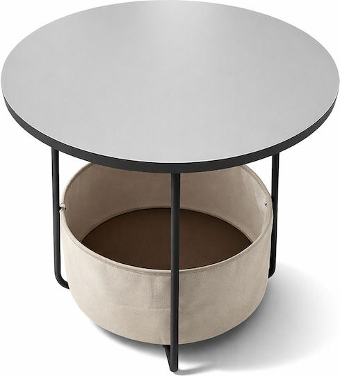 Στρογγυλό Βοηθητικό Τραπεζάκι Μεταλλικό Cream/gray Μ50xΠ50xΥ45εκ.