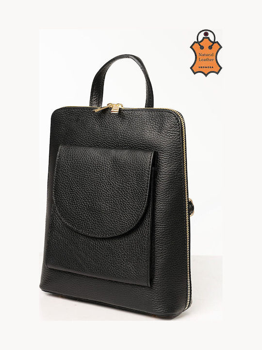 Damen Leder Rucksack Schwarz
