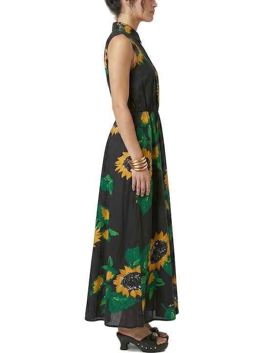Sommer Maxi Hemdkleid Gelb Blau Grün
