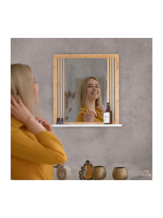 Relaxdays Огледало за Баня с Полица 56.5x54см Бежово