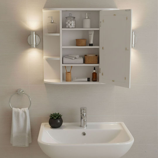 Relaxdays Badezimmerspiegel mit Schrank 58x61cm Weiß