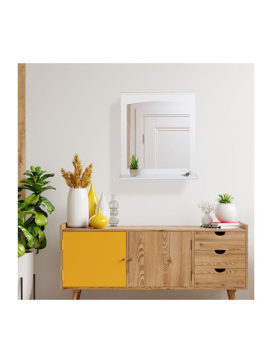 Relaxdays Καθρέπτης Μπάνιου με Ράφι 60x55cm Λευκός