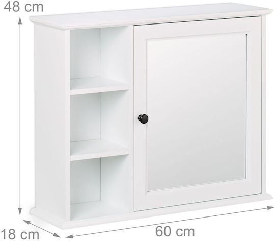 Relaxdays Badezimmerspiegel mit Schrank 48x60cm Weiß