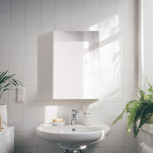 Relaxdays Правоъгълно Огледало За Баня С Шкаф 60.5x40см Бяло