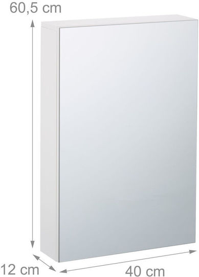 Relaxdays Правоъгълно Огледало За Баня С Шкаф 60.5x40см Бяло