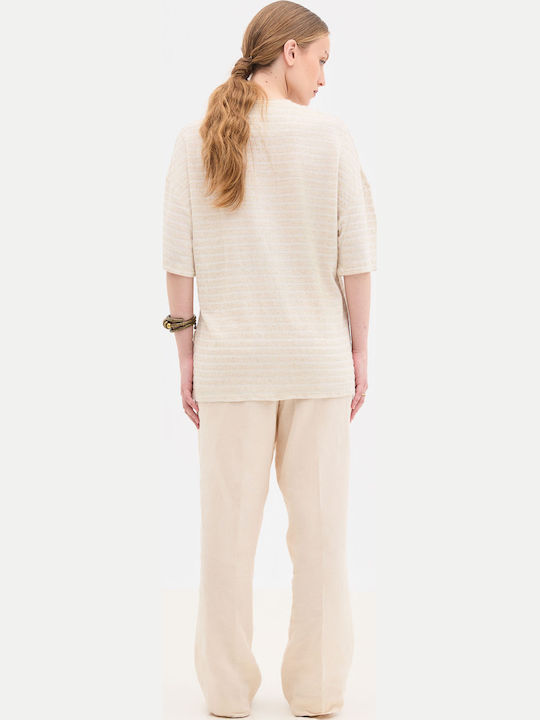 Short Sleeve Beige Blouse