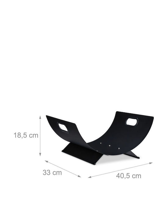 Relaxdays Coș Metalic De Depozitare Lemne 18.5x40.5x33cm Negru