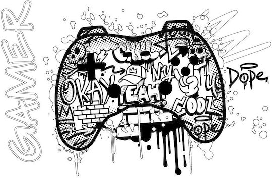 Must Team Drawing Pad Gamer Sports 23x33 Cm 40 Sheets Stickers & Stencils 2 Designs 1 Piece