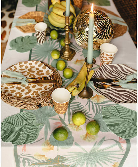 Table Runner Tropical Leaves & Flowers
