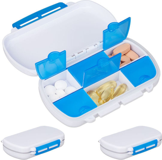 Relaxdays Set 3 Taschen Pillenorganisatoren Weiß Blau 2,5x7,5x12 cm