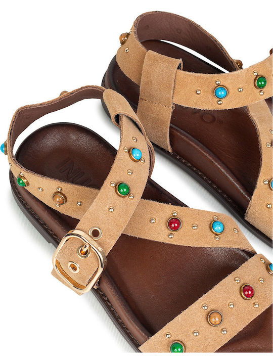 Damen Flache Sandalen Tabac Braun