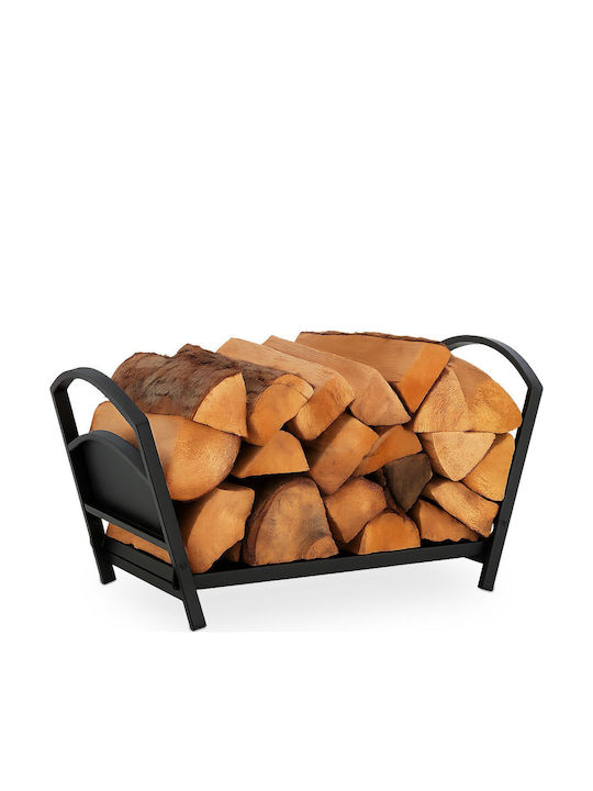 Relaxdays Μεταλλικό Καλάθι Αποθήκευσης Ξύλων 33x30.5x66cm Μαύρο