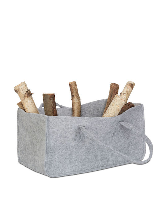 Relaxdays Υφασμάτινο Καλάθι Αποθήκευσης Ξύλων 25x50x25cm Γκρι