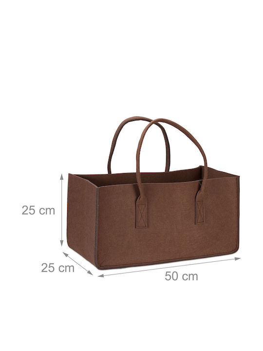 Relaxdays Coș Textil De Depozitare Lemne 25x50x25cm Maro