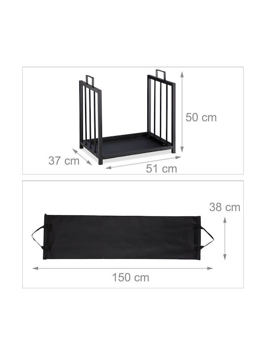 Relaxdays Coș Metalic De Depozitare Lemne 50x37x51cm Negru