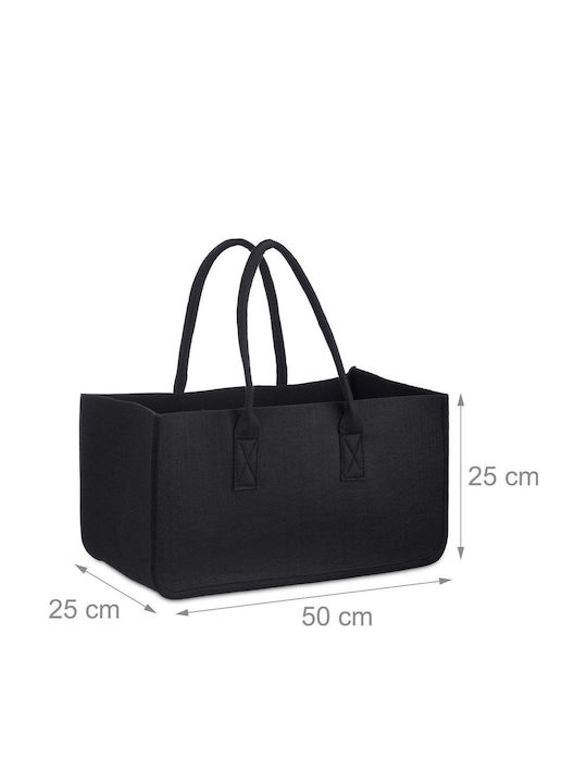 Relaxdays Coș Textil De Depozitare Lemne 25x50x25cm Negru