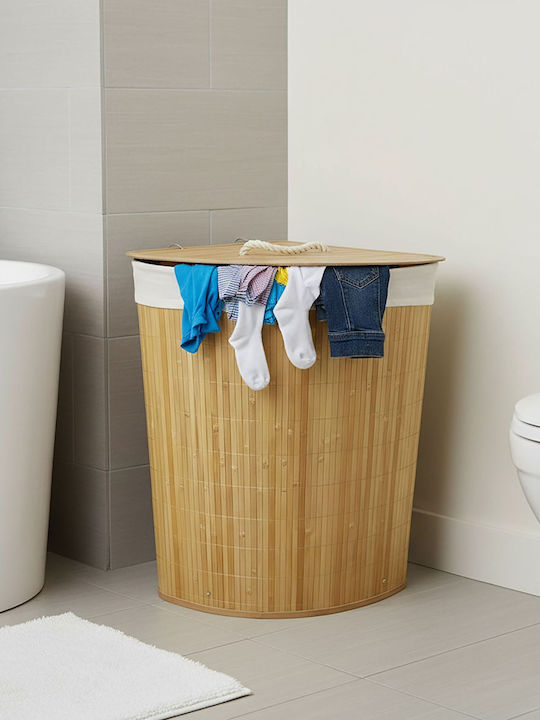 Relaxdays Καλάθι Απλύτων Bamboo 80lt 60x36x36cm Λευκό