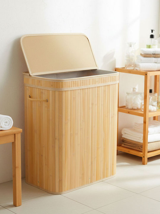 Relaxdays Laundry Basket Bamboo 100l 63x32x52cm White