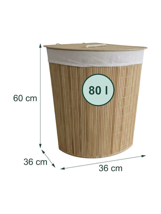 Relaxdays Καλάθι Απλύτων Bamboo 80lt 60x36x36cm Λευκό