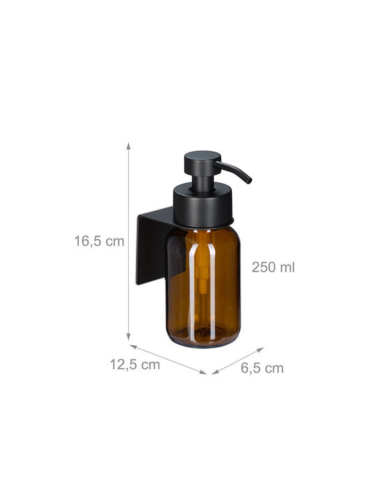 Relaxdays Dispenser Montat Pe Perete Din Sticlă Maro 250ml
