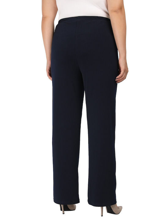 Women's Pantaloons with Rubber Band in Loose Fit Blue