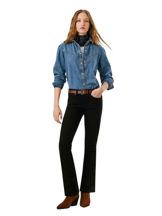 Pantaloni Dama Din Țesătură Bootcut Negru