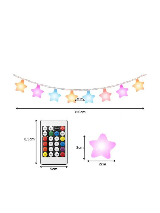 Verk Group Smart Garland Lights LED 7.5m with 50 RGB Lamps