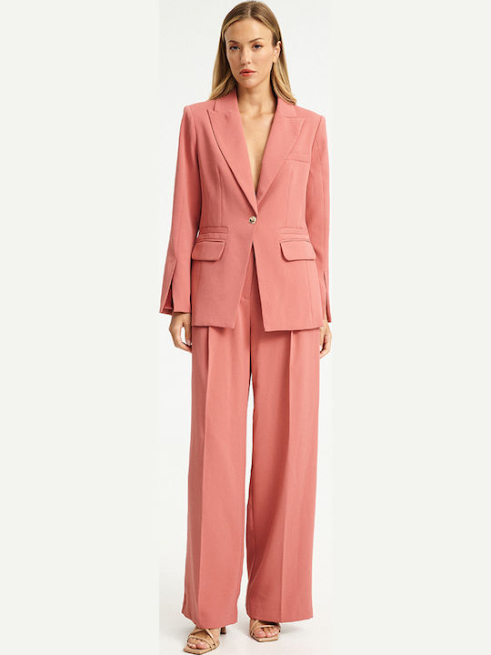 Women's Fabric Trousers Peach