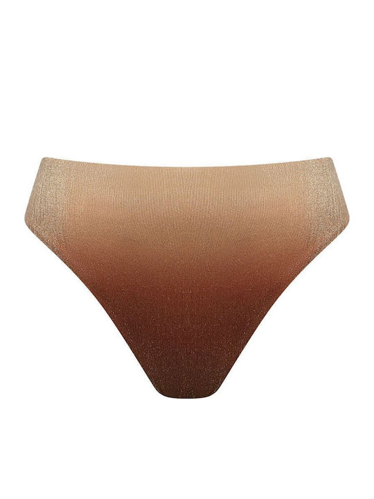 Slip Bikini Talie Înaltă Bej Maro