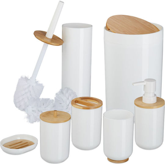 Relaxdays Set de accesorii pentru baie din plastic 7 bucăți Relaxdays Set de accesorii pentru baie din plastic 7 bucăți